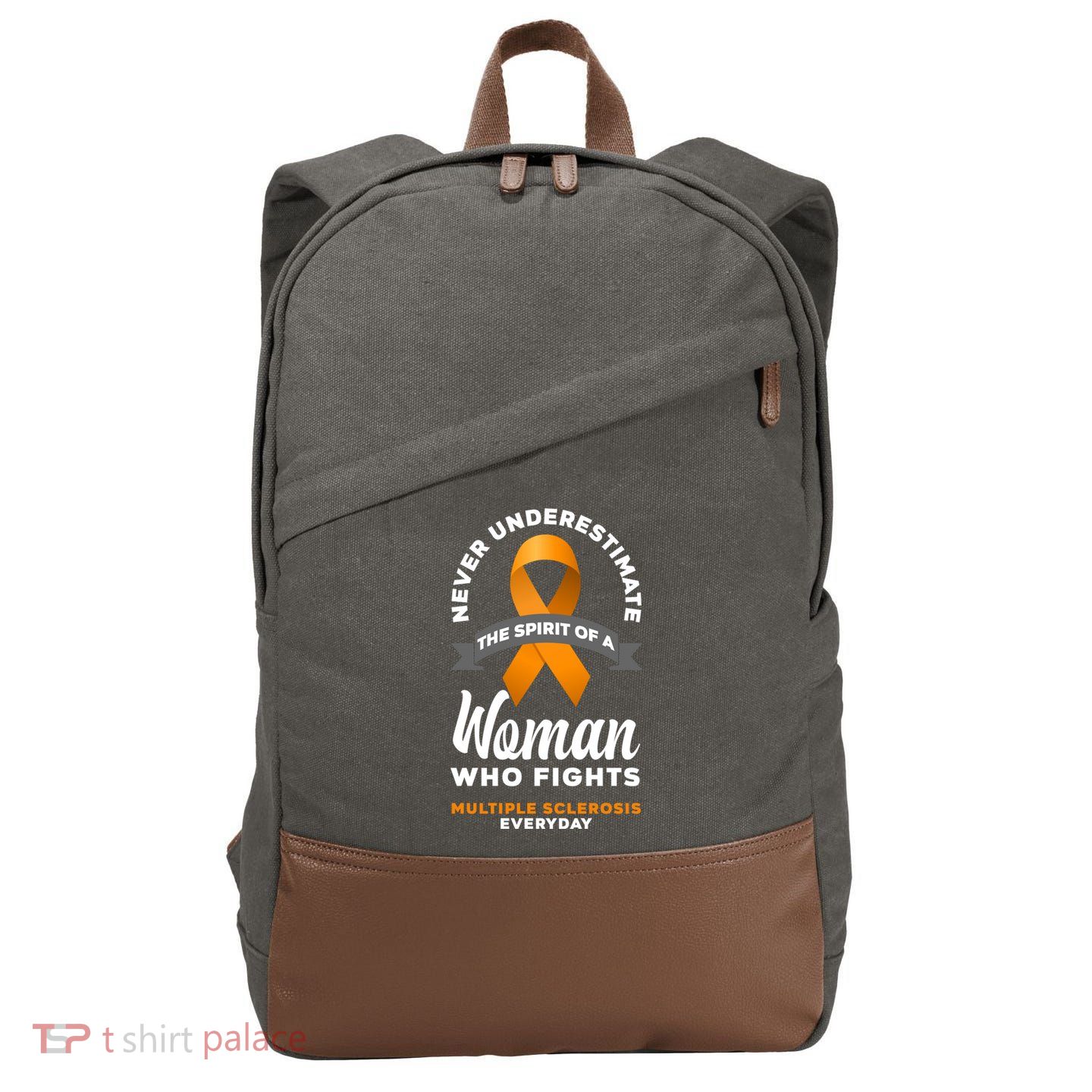 Wo Never Underestimate A Fights Multiple Sclerosis Gift Cotton Canvas Backpack