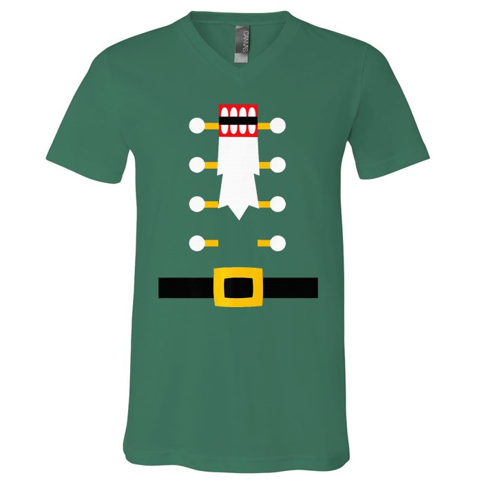 Wooden Nutcracker Uniform Holiday Pajama Dress Up V-Neck T-Shirt