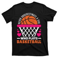 Wo Never Underestimate A Girl Who Plays Basketball Lover T-Shirt