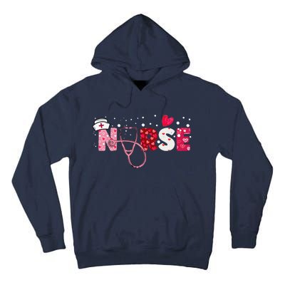 Women Nurses Valentines Day Gifts Hearts Stethoscope Tall Hoodie