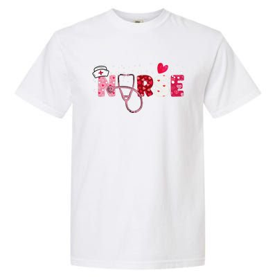 Women Nurses Valentines Day Gifts Hearts Stethoscope Garment-Dyed Heavyweight T-Shirt