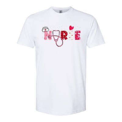 Women Nurses Valentines Day Gifts Hearts Stethoscope Softstyle CVC T-Shirt