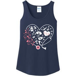 Women Nurses Valentines Day Gifts Hearts Stethoscope Funny Ladies Essential Tank