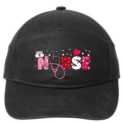 Wo Nurses Valentines Day Gifts Hearts Stethoscope 7-Panel Snapback Hat