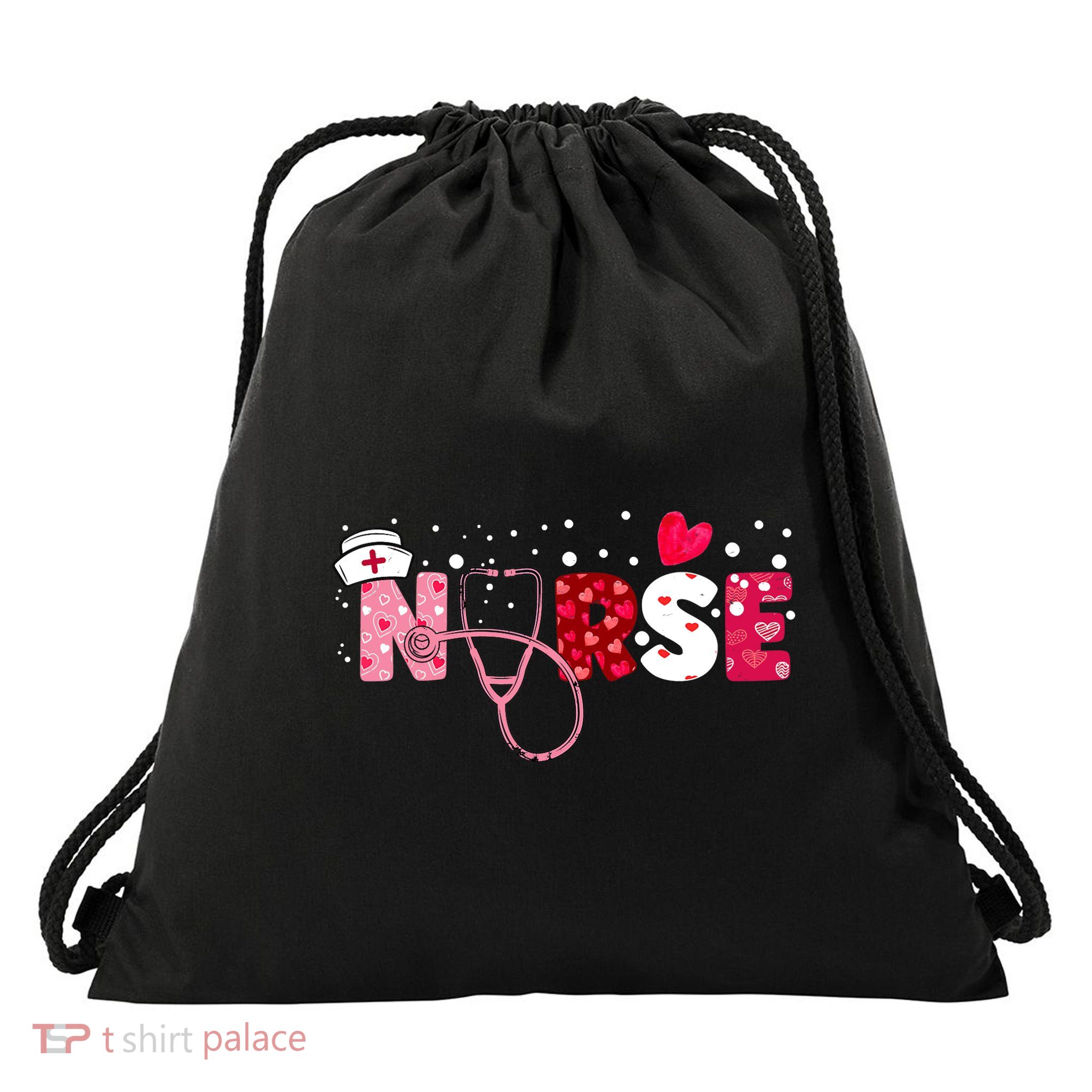 Wo Nurses Valentines Day Gifts Hearts Stethoscope Drawstring Bag