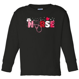 Wo Nurses Valentines Day Gifts Hearts Stethoscope Toddler Long Sleeve Shirt