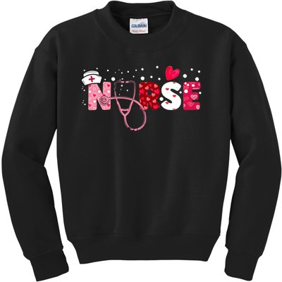 Wo Nurses Valentines Day Gifts Hearts Stethoscope Kids Sweatshirt