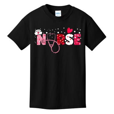 Wo Nurses Valentines Day Gifts Hearts Stethoscope Kids T-Shirt