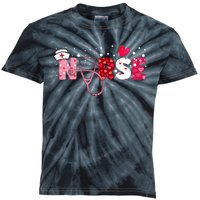 Wo Nurses Valentines Day Gifts Hearts Stethoscope Kids Tie-Dye T-Shirt