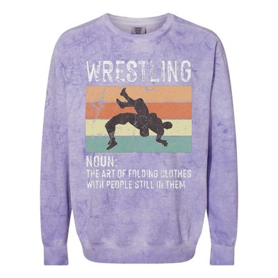 Wrestling Noun Wrestler Definition Folding Clothes Wrestle Colorblast Crewneck Sweatshirt