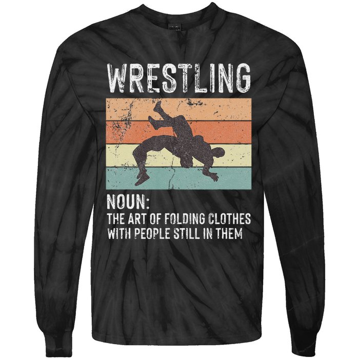 Wrestling Noun Wrestler Definition Folding Clothes Wrestle Tie-Dye Long Sleeve Shirt