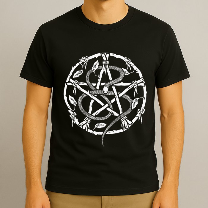 Wiccan Nature Witch Pentacle And Snake T-Shirt