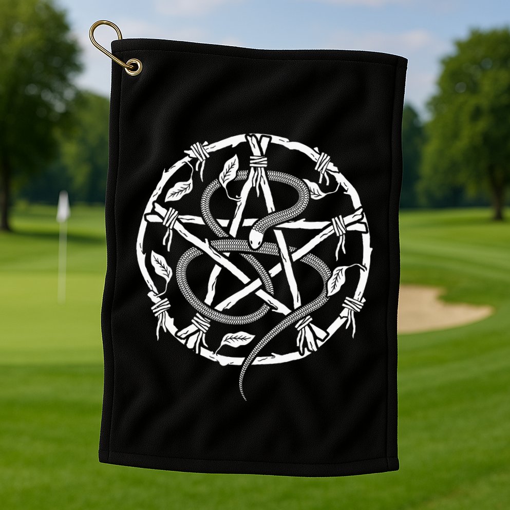 Wiccan Nature Witch Pentacle And Snake Golf Towel