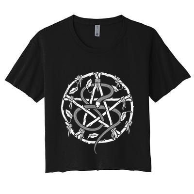 Wiccan Nature Witch Pentacle And Snake Crop Top