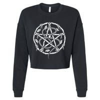 Wiccan Nature Witch Pentacle And Snake Cropped Pullover Crew