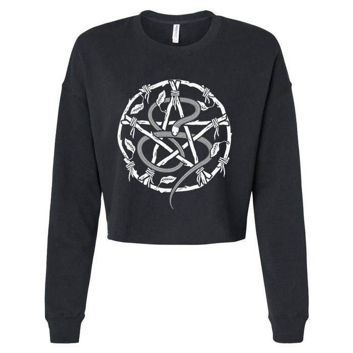 Wiccan Nature Witch Pentacle And Snake Cropped Pullover Crew