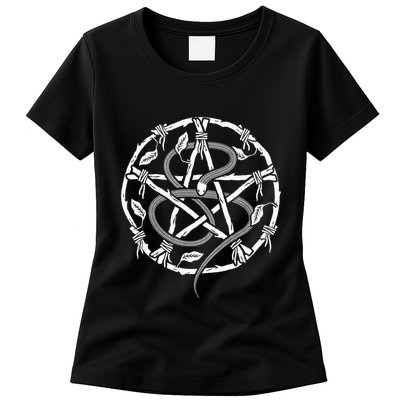 Wiccan Nature Witch Pentacle And Snake Womens T-Shirt