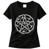 Wiccan Nature Witch Pentacle And Snake Womens T-Shirt