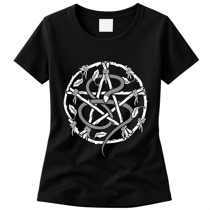 Wiccan Nature Witch Pentacle And Snake Womens T-Shirt