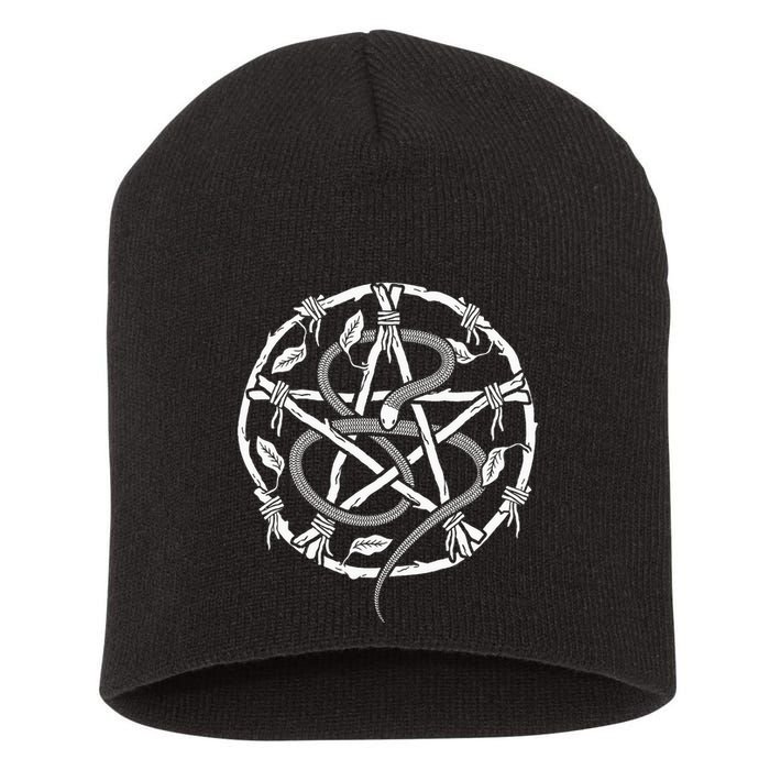 Wiccan Nature Witch Pentacle And Snake Short Acrylic Beanie