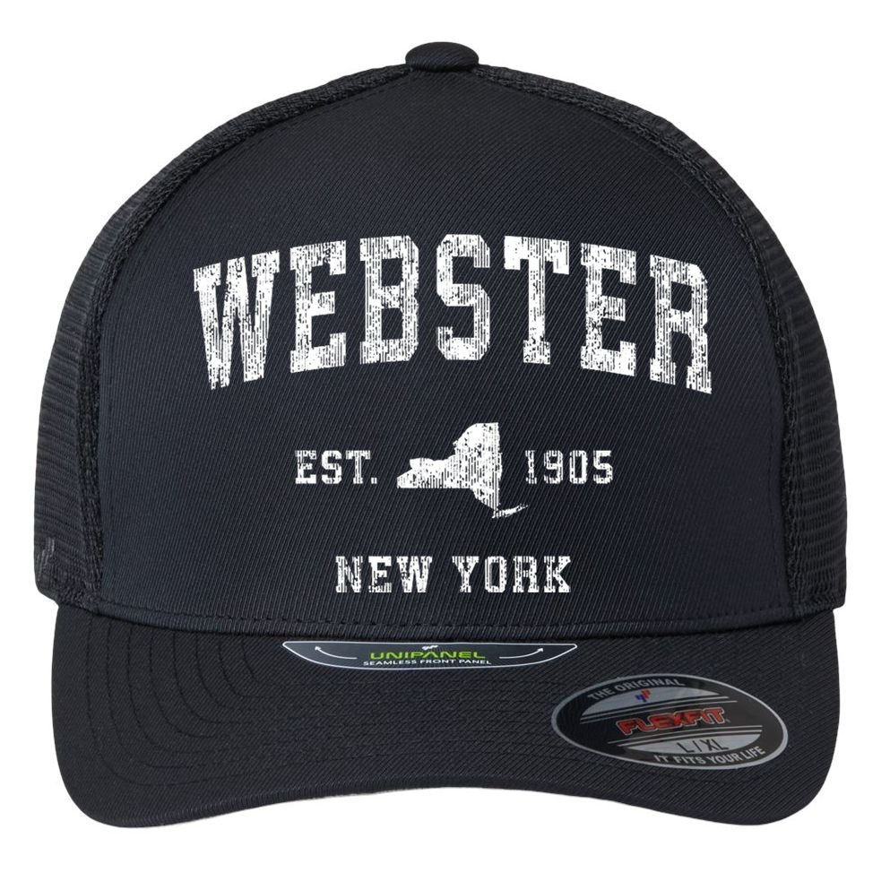 Webster New York Ny Vintage Athletic Sports Flexfit Unipanel Trucker Cap