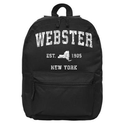 Webster New York Ny Vintage Athletic Sports 16 in Basic Backpack