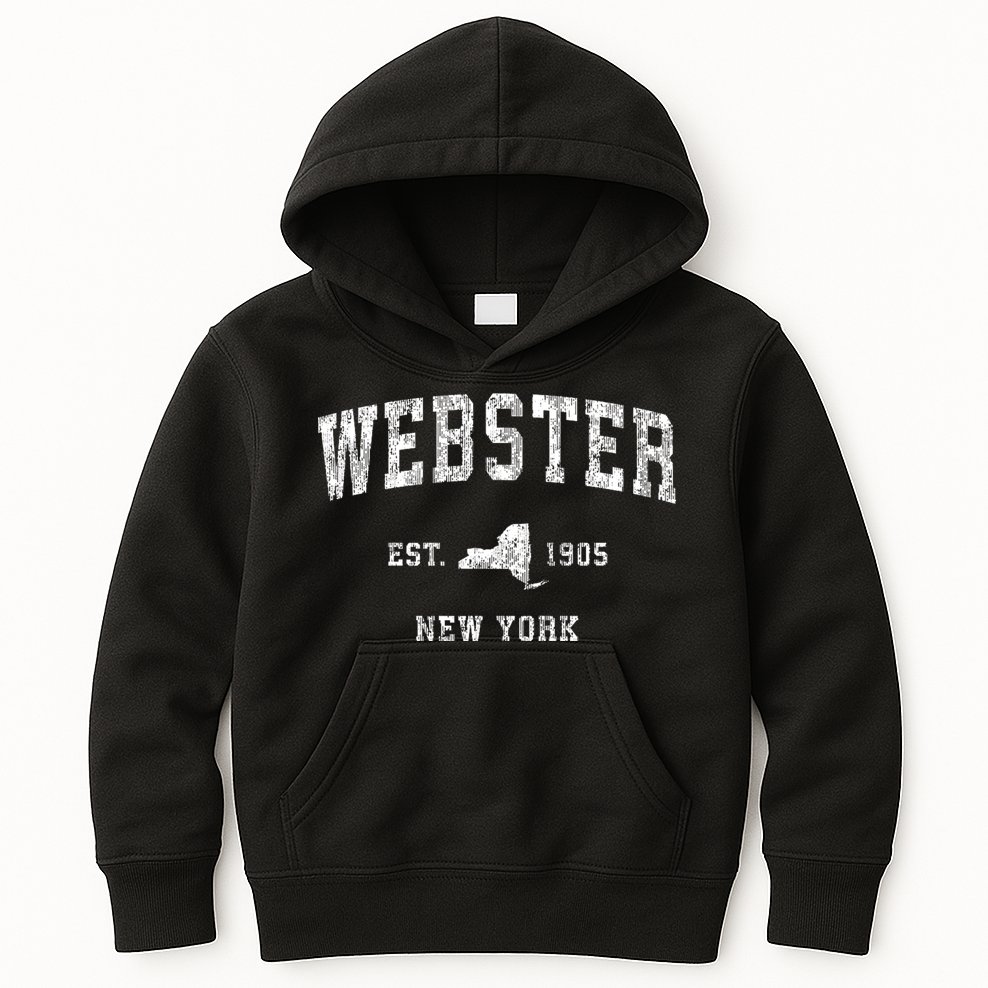 Webster New York Ny Vintage Athletic Sports Kids Hoodie