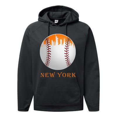 Womens New York NY Skyline Baseball Vintage Met At Gameday Performance Fleece Hoodie