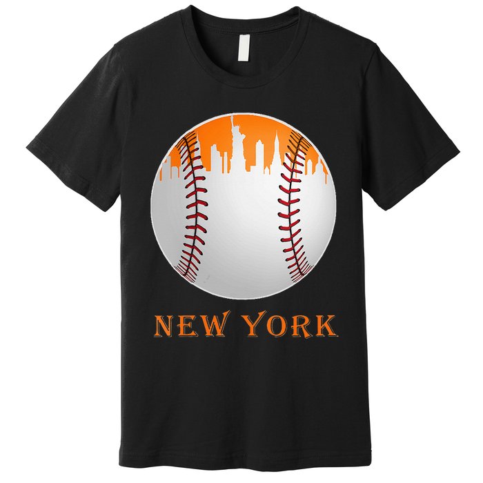 Womens New York NY Skyline Baseball Vintage Met At Gameday Premium T-Shirt