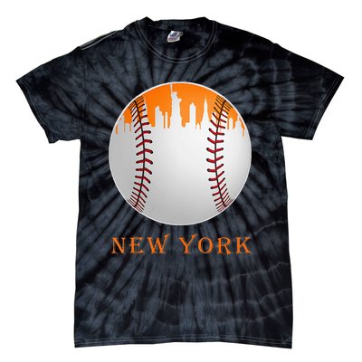 Womens New York NY Skyline Baseball Vintage Met At Gameday Tie-Dye T-Shirt