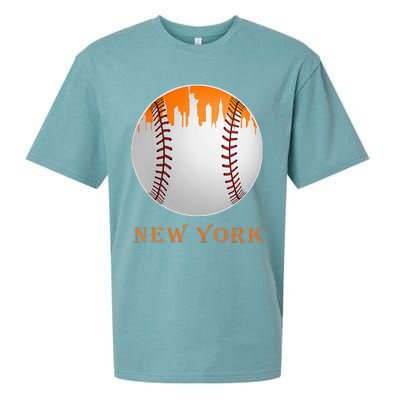 Womens New York NY Skyline Baseball Vintage Met At Gameday Sueded Cloud Jersey T-Shirt