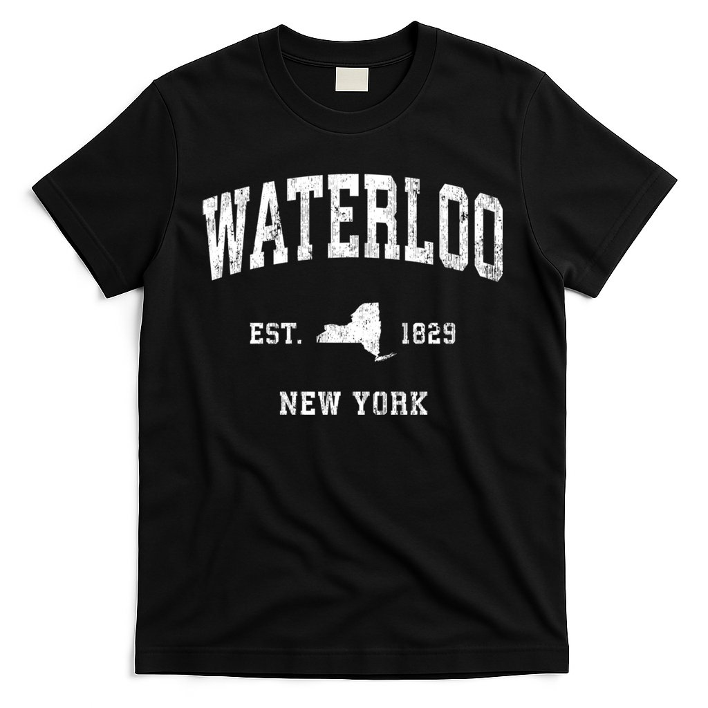 Waterloo New York Ny Vintage Established Athletic Sports Design T-Shirt