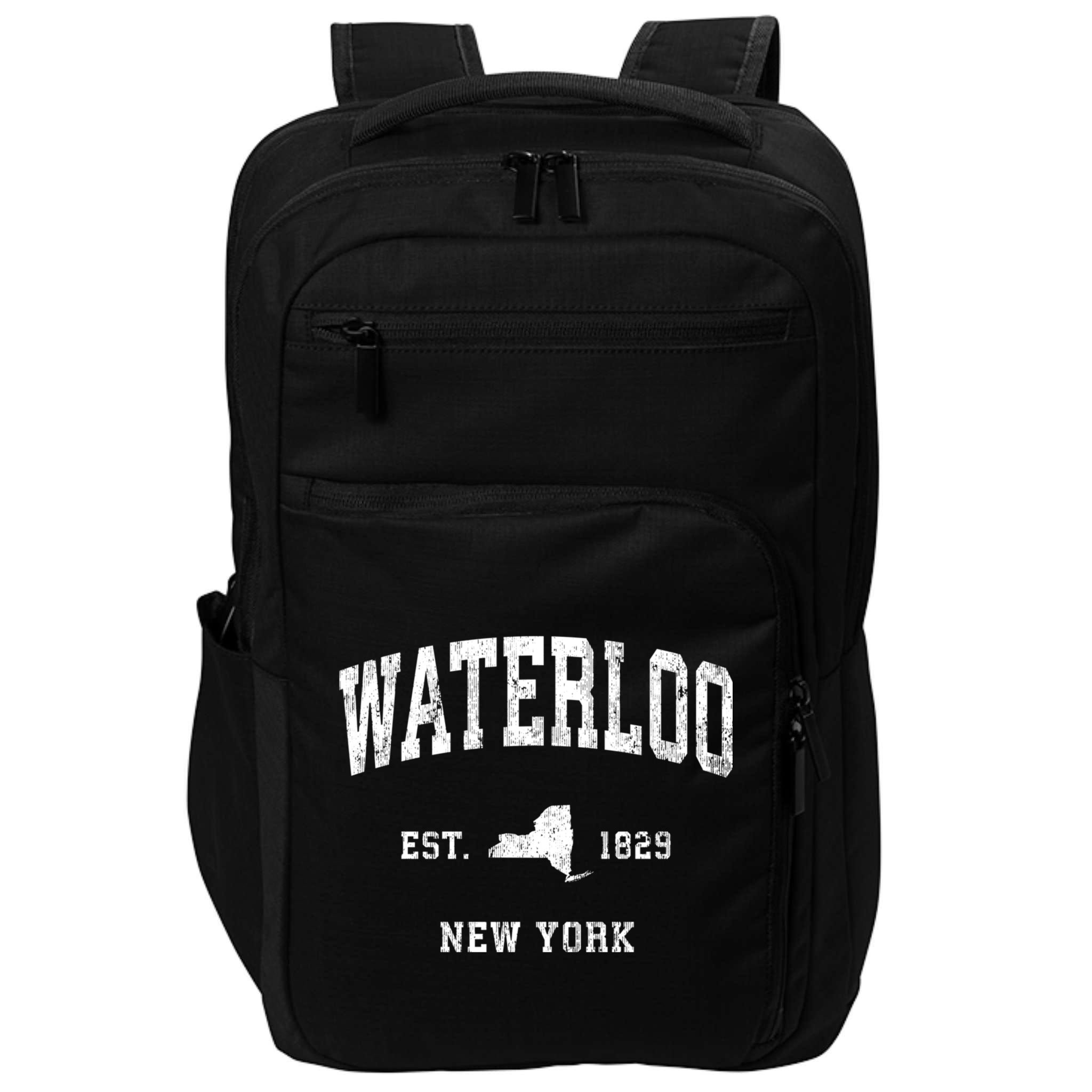 Waterloo New York Ny Vintage Established Athletic Sports Design Impact Tech Backpack