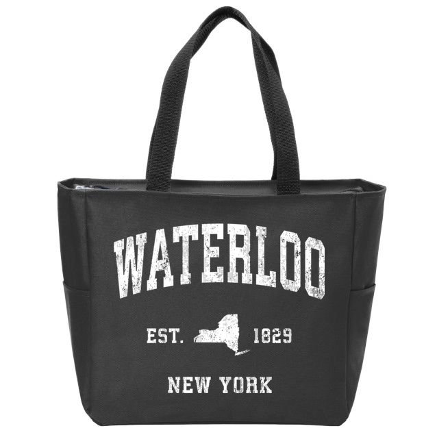 Waterloo New York Ny Vintage Established Athletic Sports Design Zip Tote Bag