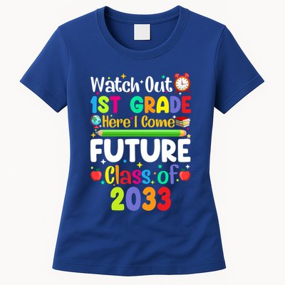 Watch Out 1St Grade Here I Come Funny Back To School Gift Womens T-Shirt