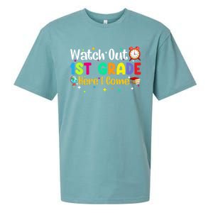 Watch Out 1St Grade Here I Come First Grade Funny Gift Meaningful Gift Sueded Cloud Jersey T-Shirt