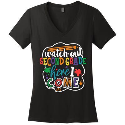 Watch Out 2nd Grade Here I Come Back to School Women's V-Neck T-Shirt