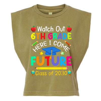 Watch Out 6th Grade Here I Come Future Class Of 2030 Garment-Dyed Women's Muscle Tee