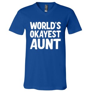 Worlds Okayest Aunt Gift V-Neck T-Shirt