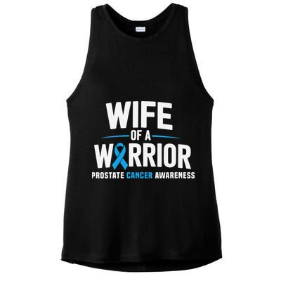 Wife Of A Warrior Blue Prostate Cancer Awareness Gift Ladies PosiCharge Tri-Blend Wicking Tank