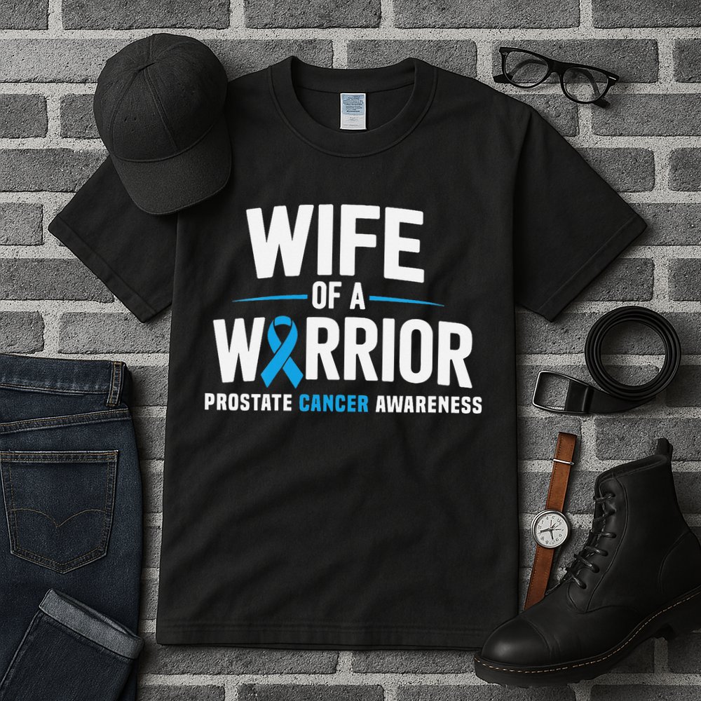Wife Of A Warrior Blue Prostate Cancer Awareness Gift Tall T-Shirt