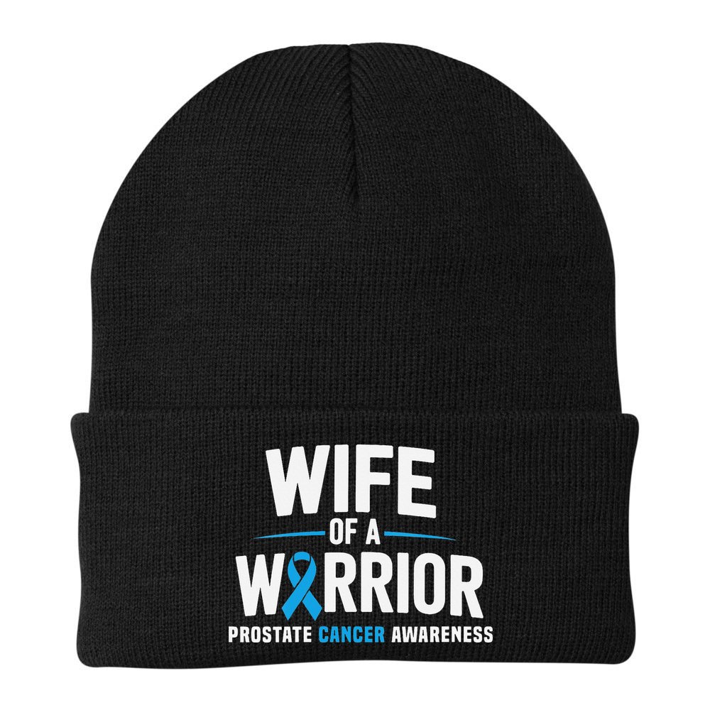 Wife Of A Warrior Blue Prostate Cancer Awareness Gift Beanie