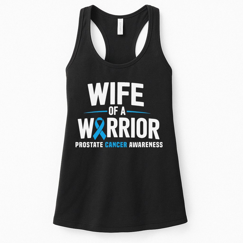 Wife Of A Warrior Blue Prostate Cancer Awareness Gift Womens Tank Top