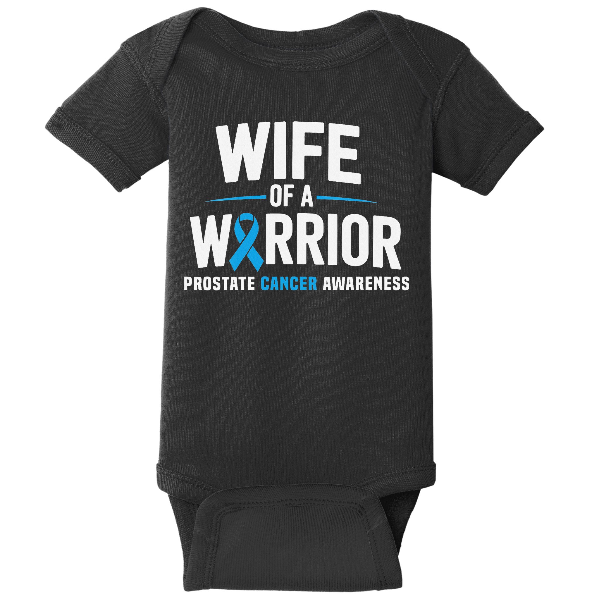 Wife Of A Warrior Blue Prostate Cancer Awareness Gift Baby Bodysuit