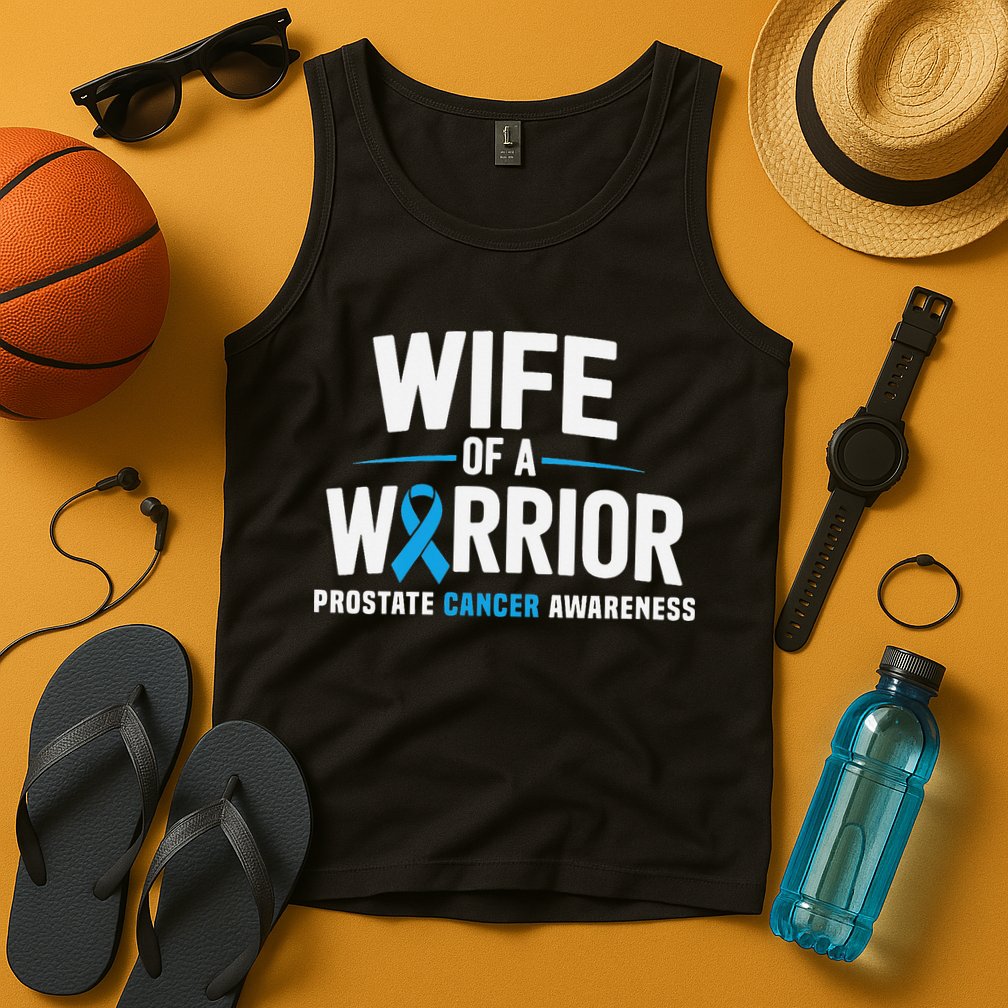 Wife Of A Warrior Blue Prostate Cancer Awareness Gift Tank Top