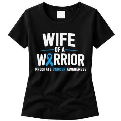 Wife Of A Warrior Blue Prostate Cancer Awareness Gift Womens T-Shirt