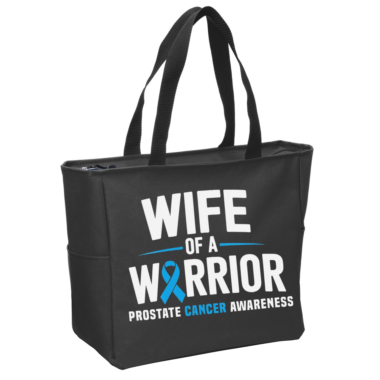 Wife Of A Warrior Blue Prostate Cancer Awareness Gift Zip Tote Bag