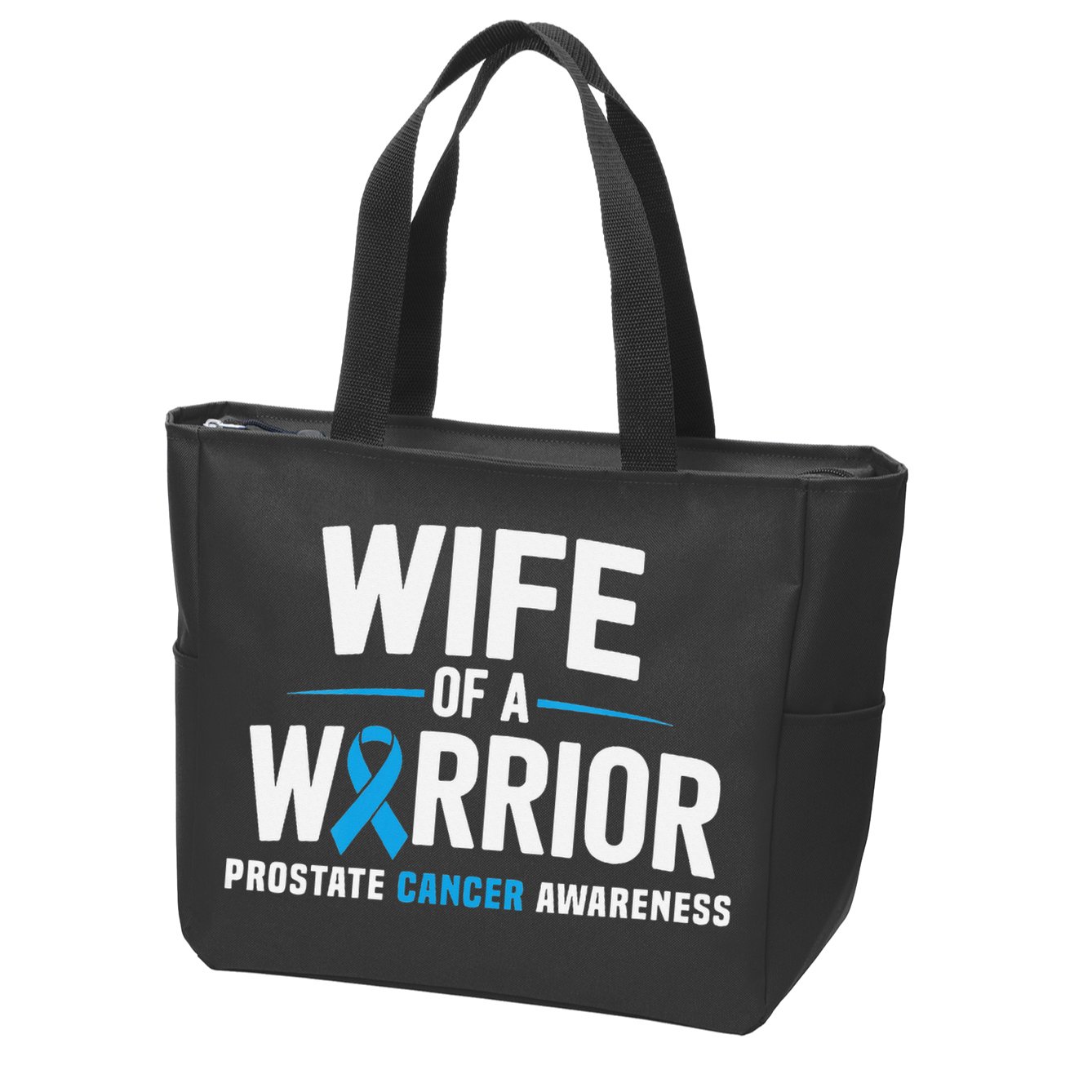 Wife Of A Warrior Blue Prostate Cancer Awareness Gift Zip Tote Bag