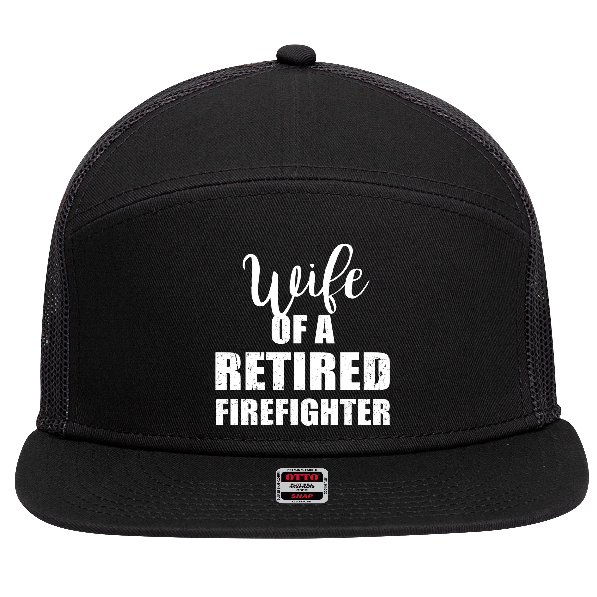 Wife Of A Retired Firefighter Gift 7 Panel Mesh Trucker Snapback Hat