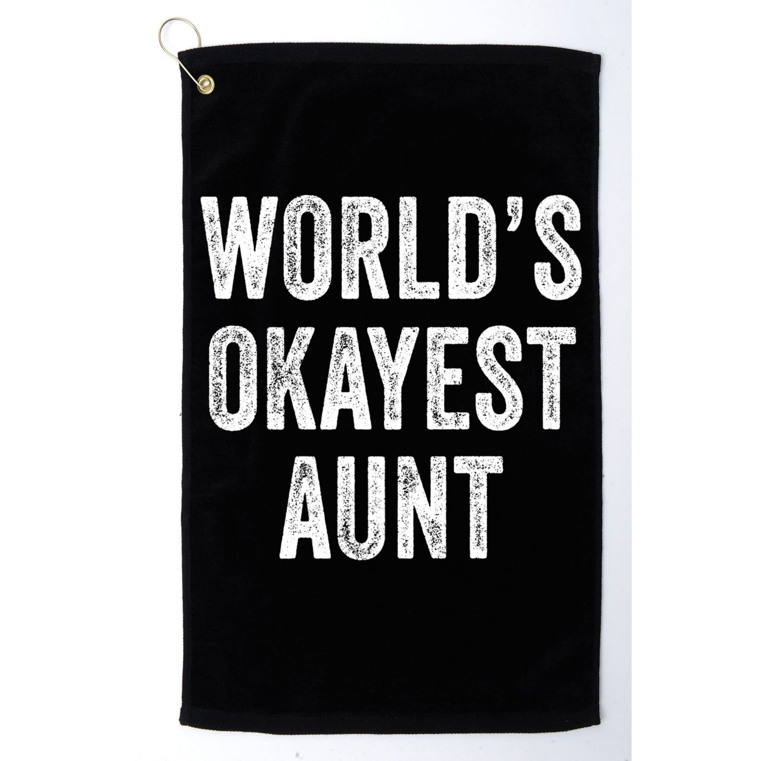 Worlds Okayest Aunt Funny Best Auntie Ever Mom Vintage Gift Golf Towel